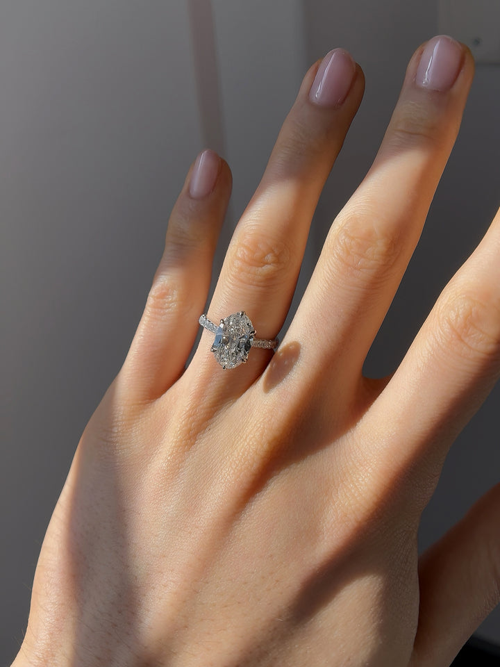 3.00ct Oval-Cut Lab-Grown Diamond Ring, "The Lotus Lace Bold"