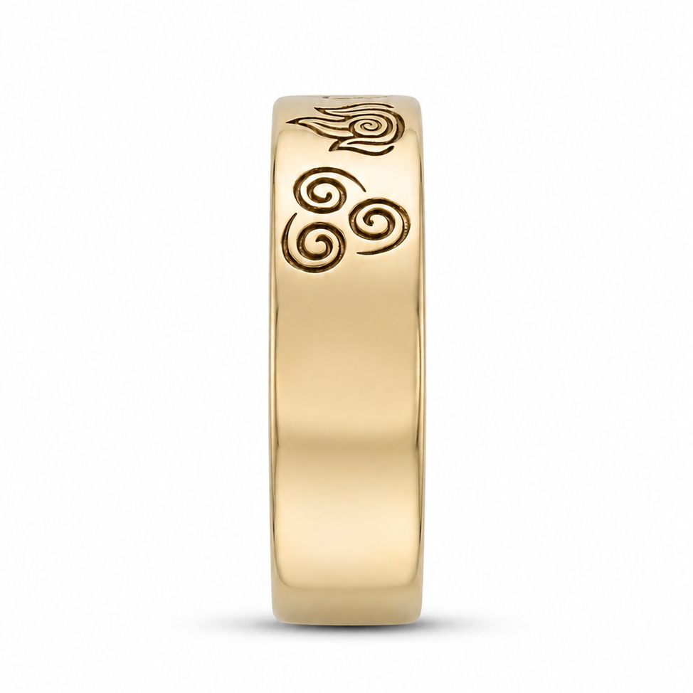“Four Elements” — Hand-Carved Elemental Band Ring
