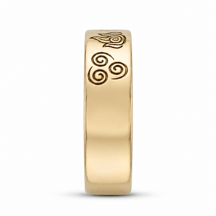 “Four Elements” — Hand-Carved Elemental Band Ring