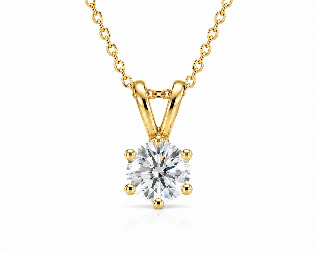 5mm, 0.5ct Round Cut Lab Diamond 6-Prong Pendant Necklace
