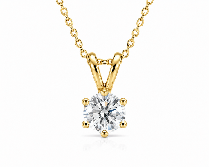 5mm, 0.5ct Round Cut Lab Diamond 6-Prong Pendant Necklace