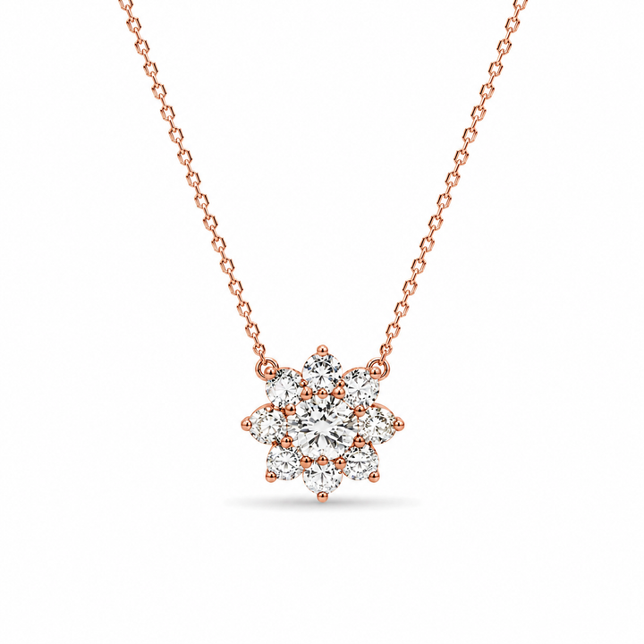 13mm, 2ctw Round Cut Lab Diamond Sunburst Pendant Necklace