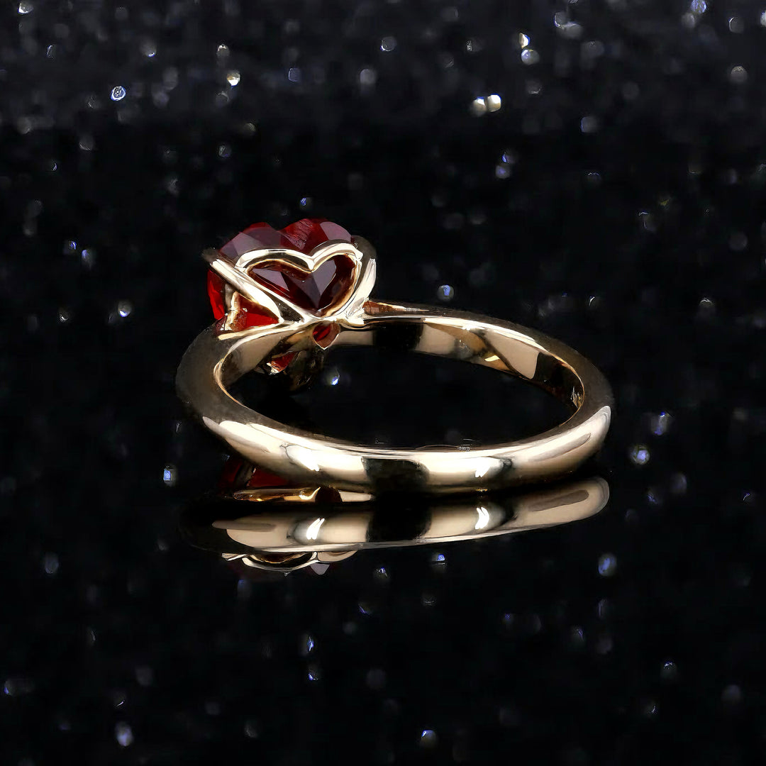 2.50ct Heart-Cut Red Ruby Ring in 14K Yellow or Rose Gold, “The Heart”