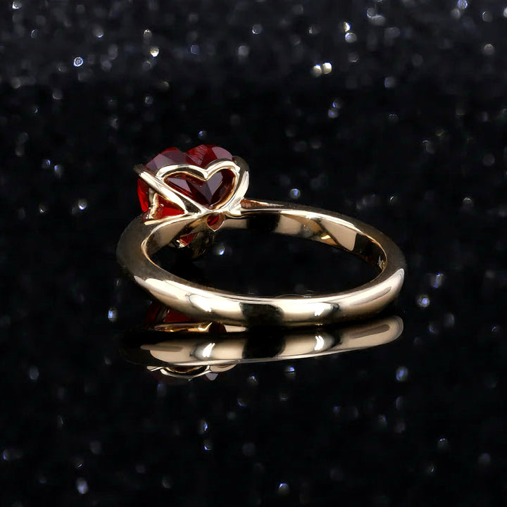 2.50ct Heart-Cut Red Ruby Ring in 14K Yellow or Rose Gold, “The Heart”