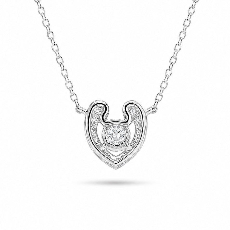 6mm, 0.4ct Round Cut Lab Diamond Open Heart Pendant Necklace