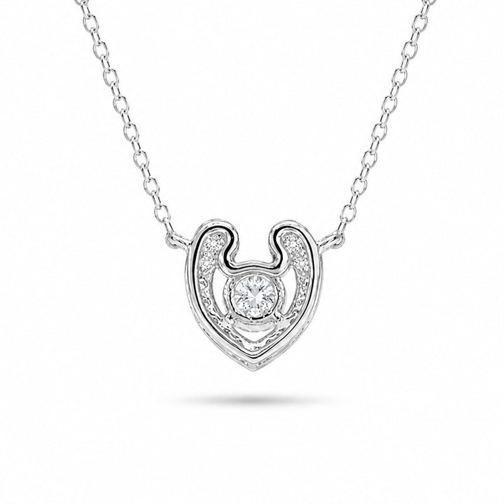6mm, 0.4ct Round Cut Lab Diamond Open Heart Pendant Necklace