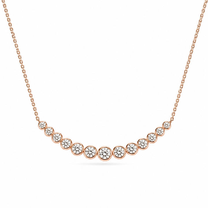 2.2ctw Lab Diamond Graduated Curved Bar Bezel-Set Pendant Necklace