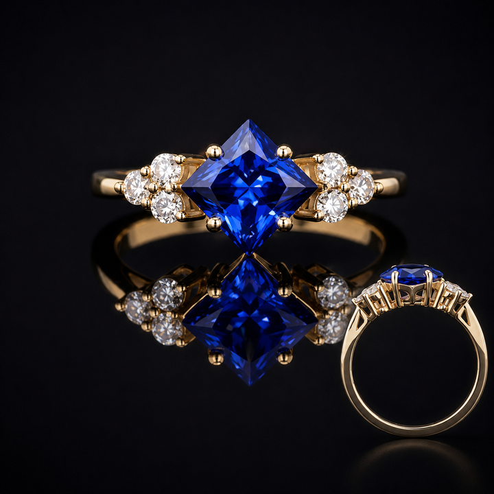 The Vesper — Blue Princess Sapphire with Diamond Accents Ring