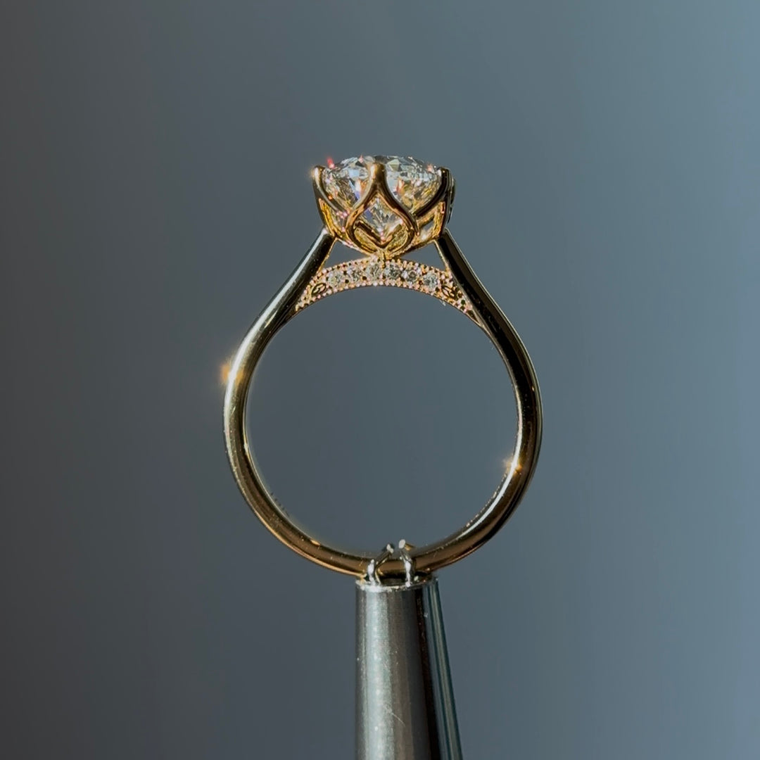 3.00ct Oval Lab-Grown Diamond Solitaire Ring, "The Lotus Lace"