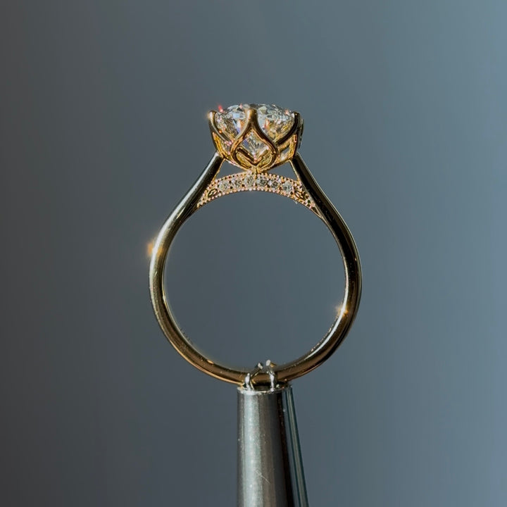 3.00ct Oval Lab-Grown Diamond Solitaire Ring, "The Lotus Lace"