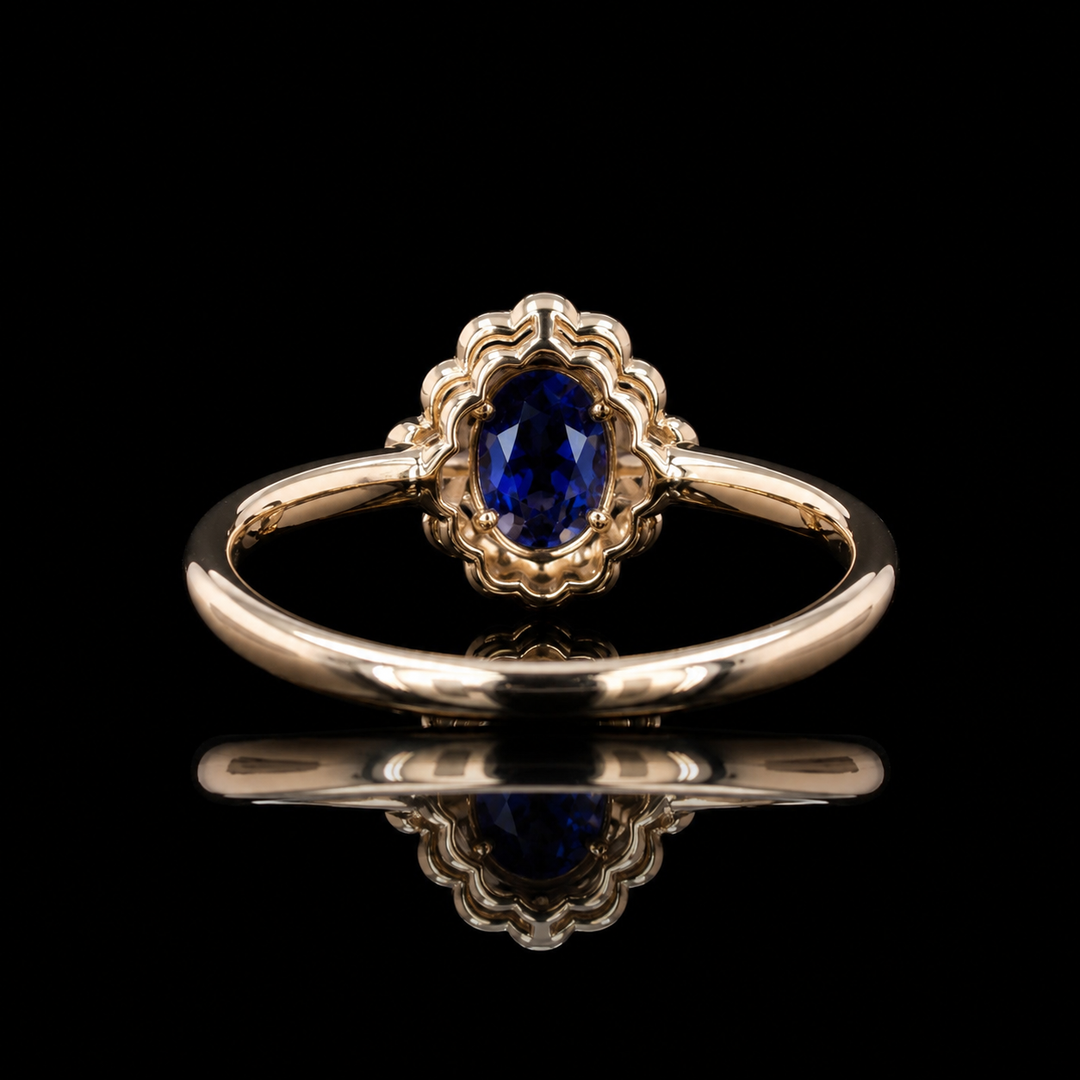 The Marielle — Petite Sapphire Halo Ring
