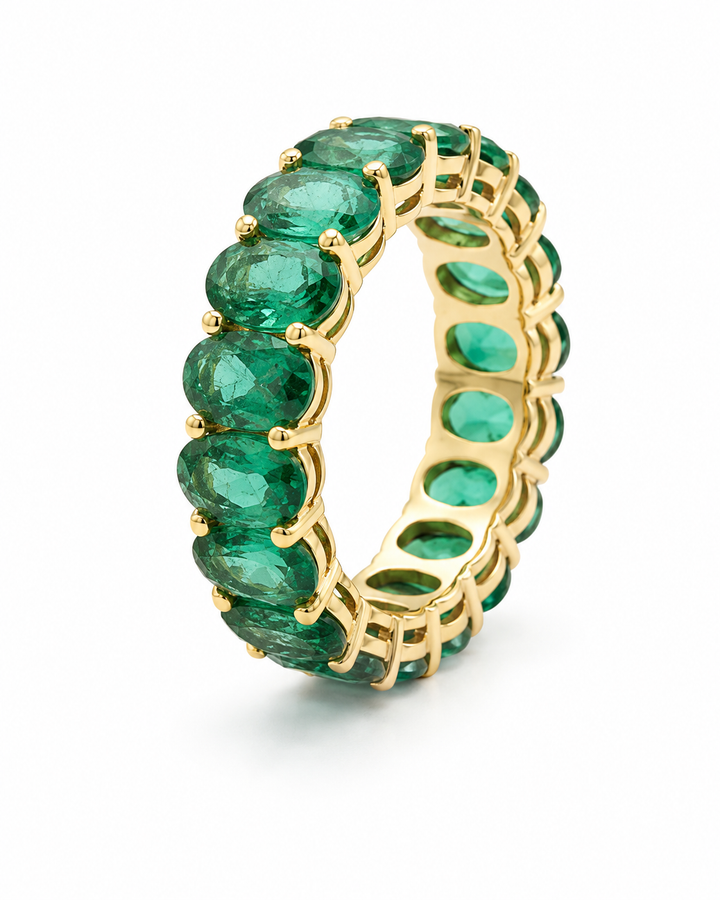 Oval Zambian Emerald Eternity Band Ring (5mm, 4.00ctw)
