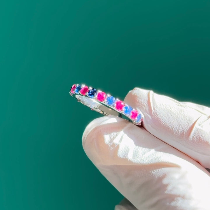 Customized™ 2.5mm, 2.00ctw Natural Ruby and Sapphire Eternity Band Ring in Platinum 950