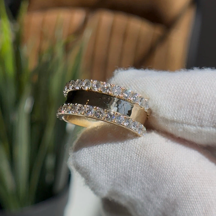 Customized™ 1.20ctw Two-Row Diamond Band Ring in Solid 14K White/Yellow Gold