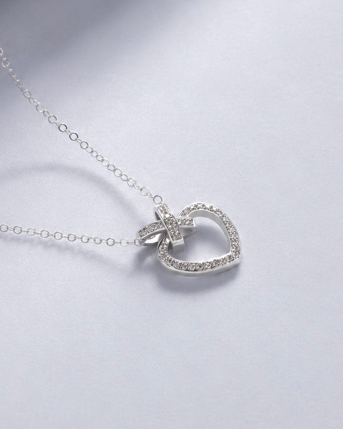 0.5ctw Lab Diamond Pavé-Heart Pendant Necklace 8mm