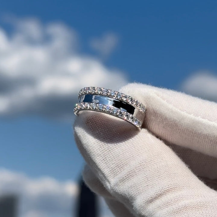 Customized™ 1.20ctw Two-Row Diamond Band Ring in Solid 14K White/Yellow Gold