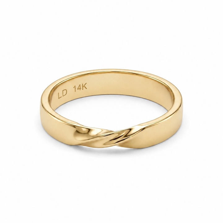The Chevron Twist — 3mm Solid Gold Wedding Band