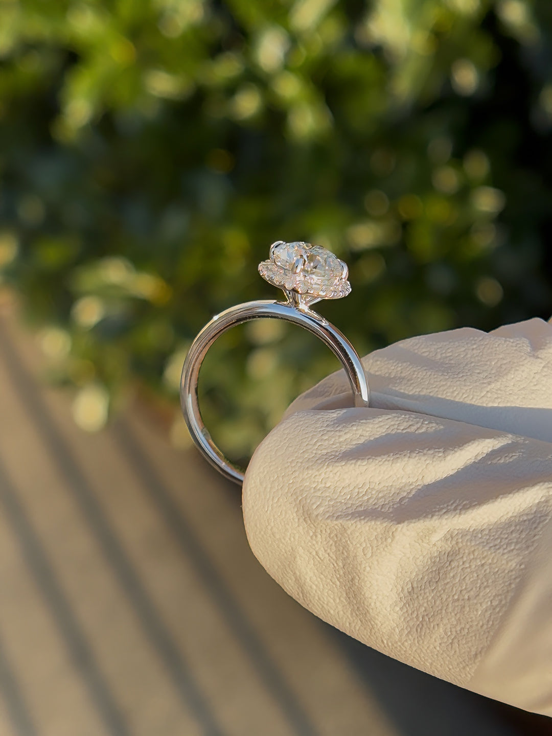 1.00ct Round Cut Diamond with Halo Ring in 10K Solid White Gold