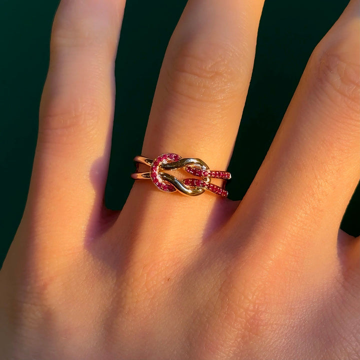Customized™ 0.25ctw Natural Ruby Knot Ring in Yellow Gold