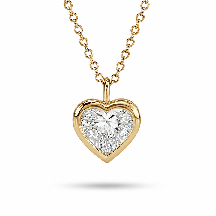 1.00ct Heart-Cut Diamond Bezel Pendant Necklace