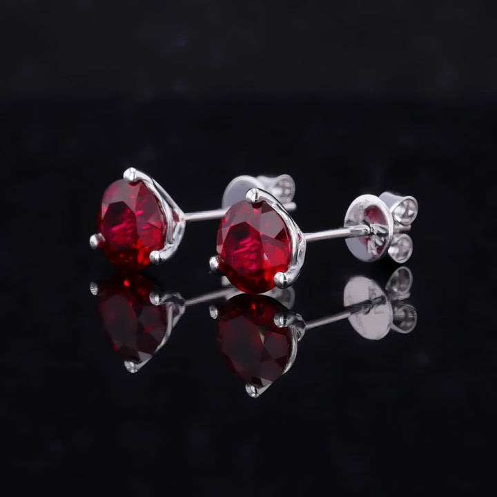 0.50ct Each Round Ruby Martini Stud Earrings in 10K White Gold