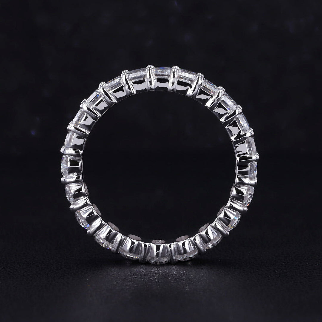 3.36ctw Half Oval & Half Emerald Diamond Eternity Band Ring in White Gold (4mm)