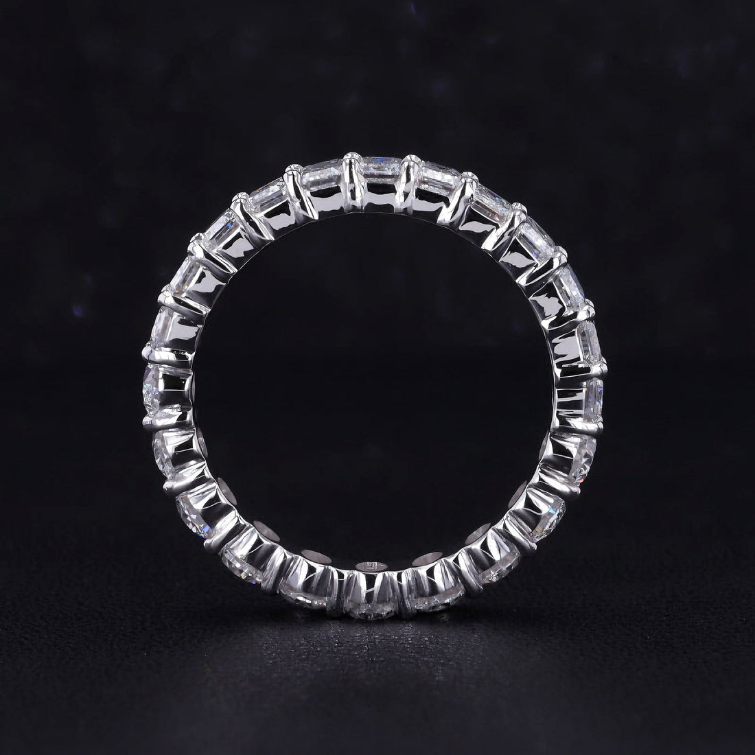 3.36ctw oval and emerald-cut lab diamond eternity band, view 6