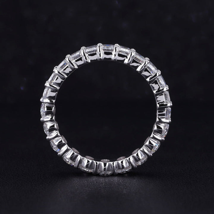3.36ctw Half Oval & Half Emerald Diamond Eternity Band Ring in White Gold (4mm)