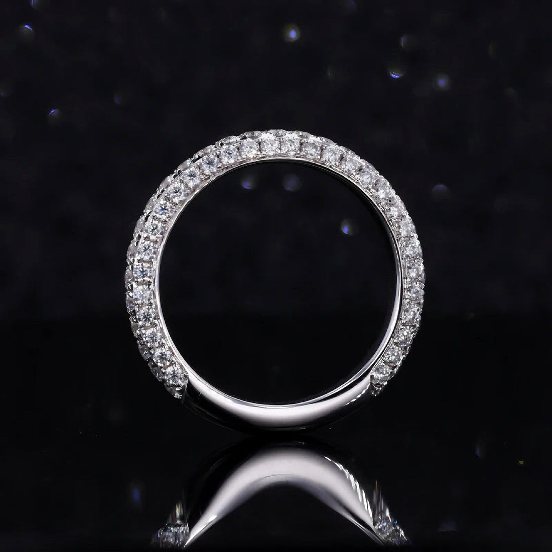 Three-row lab diamond 3/4 eternity band, view 6