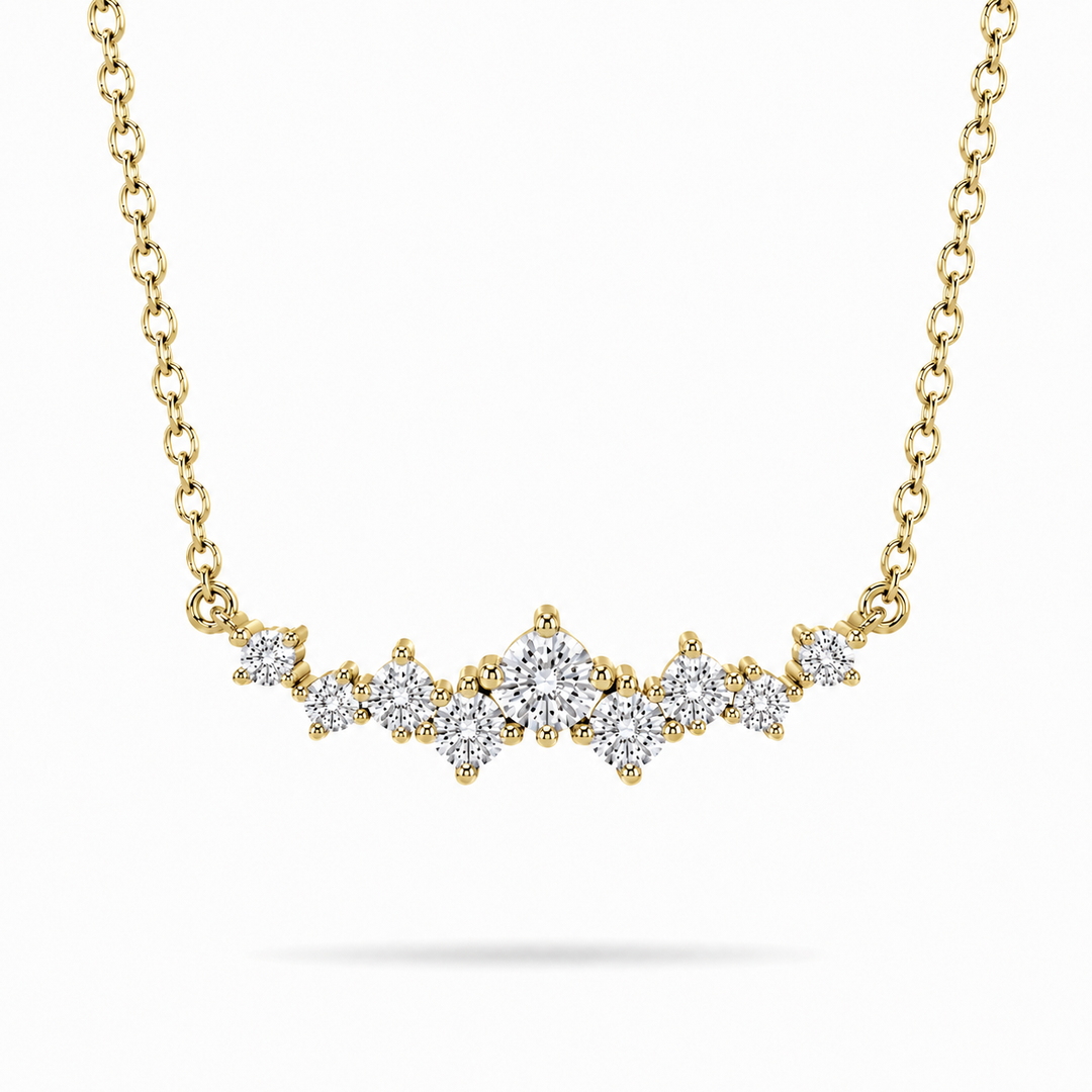 0.5ctw Lab Diamond Curved Cluster Pendant Necklace in 18K Solid White Gold