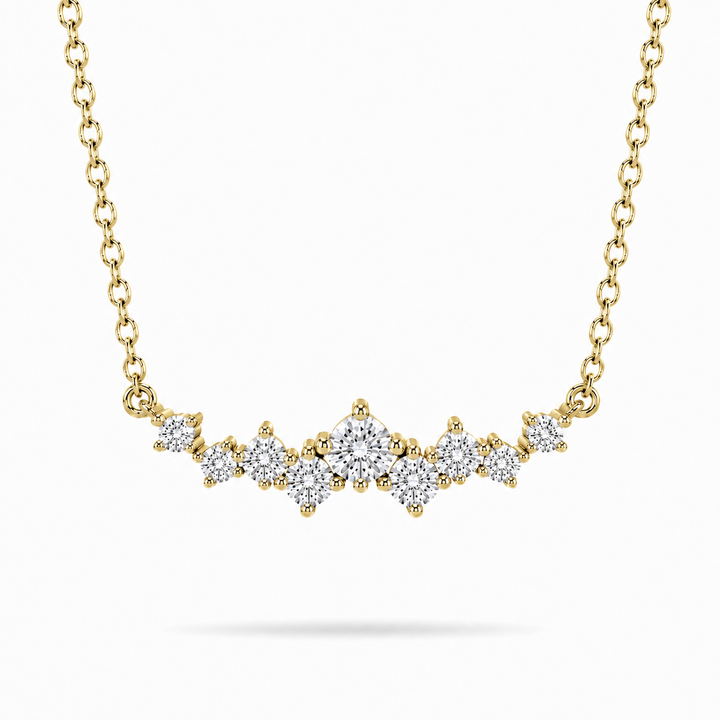 0.5ctw Lab Diamond Curved Cluster Pendant Necklace in 18K Solid White Gold