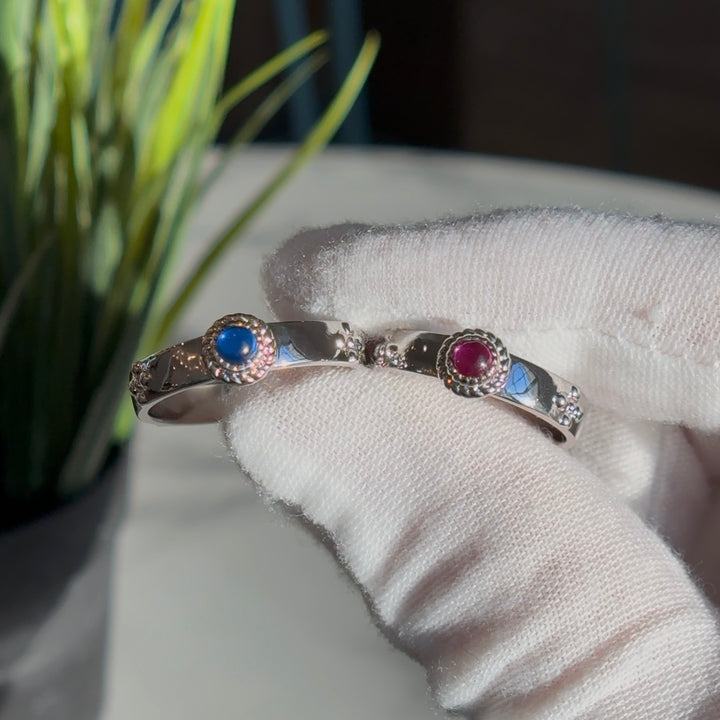 Customized™ 3.5mm, 0.23ct Cabochon Natural Sapphire Ring in 925 Sterling Silver