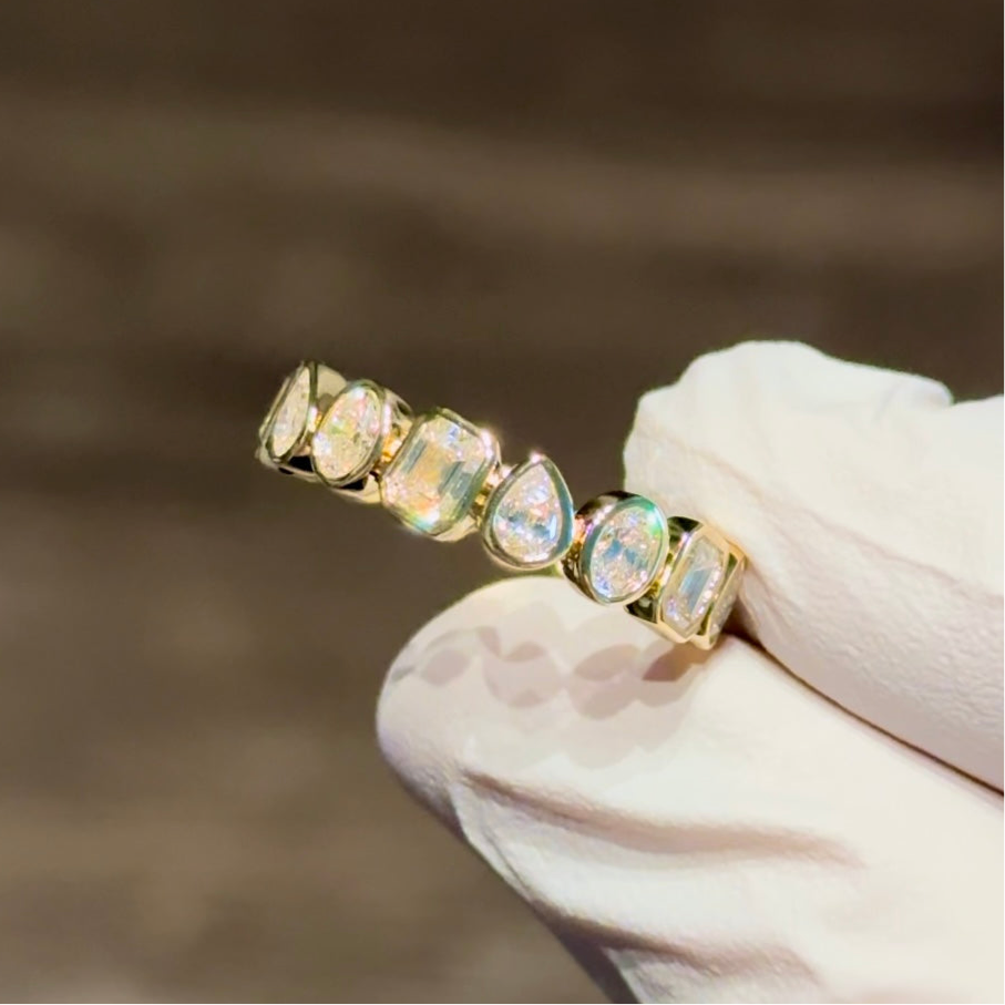 Customized™ 3mm, 3.00ctw Pear, Oval, and Emerald Lab-Grown Diamond Eternity Band Ring in Yellow Gold