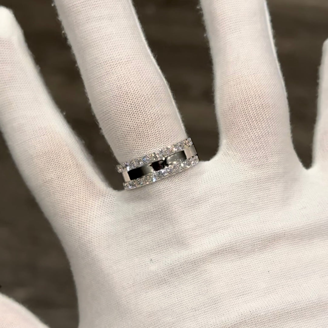 Customized™ 1.20ctw Two-Row Diamond Band Ring in Solid 14K White/Yellow Gold