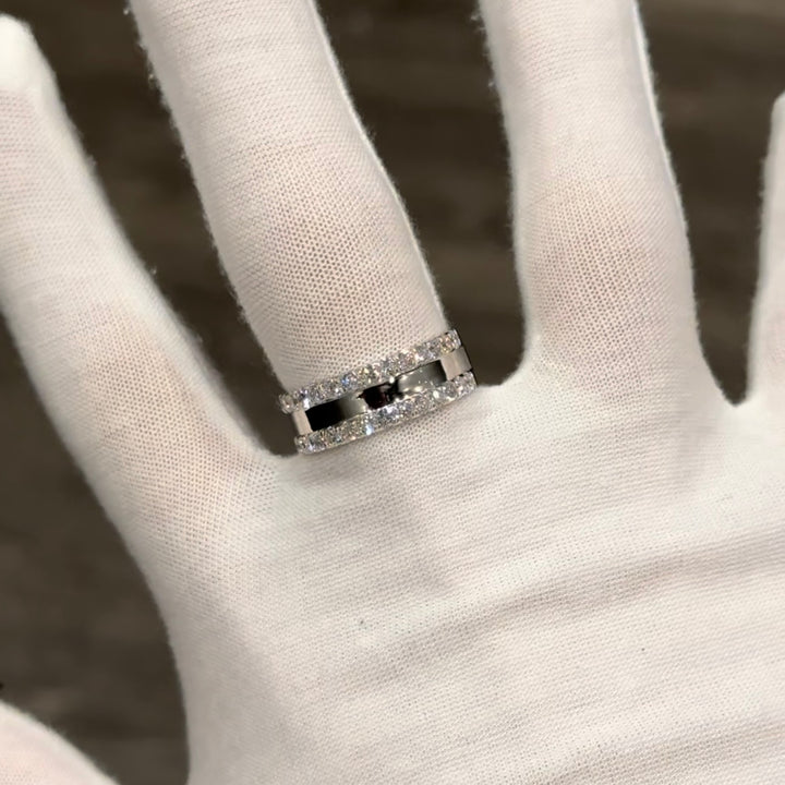 Customized™ 1.20ctw Two-Row Diamond Band Ring in Solid 14K White/Yellow Gold