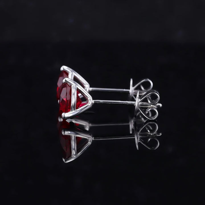 0.50ct Each Round Ruby Martini Stud Earrings in 10K White Gold