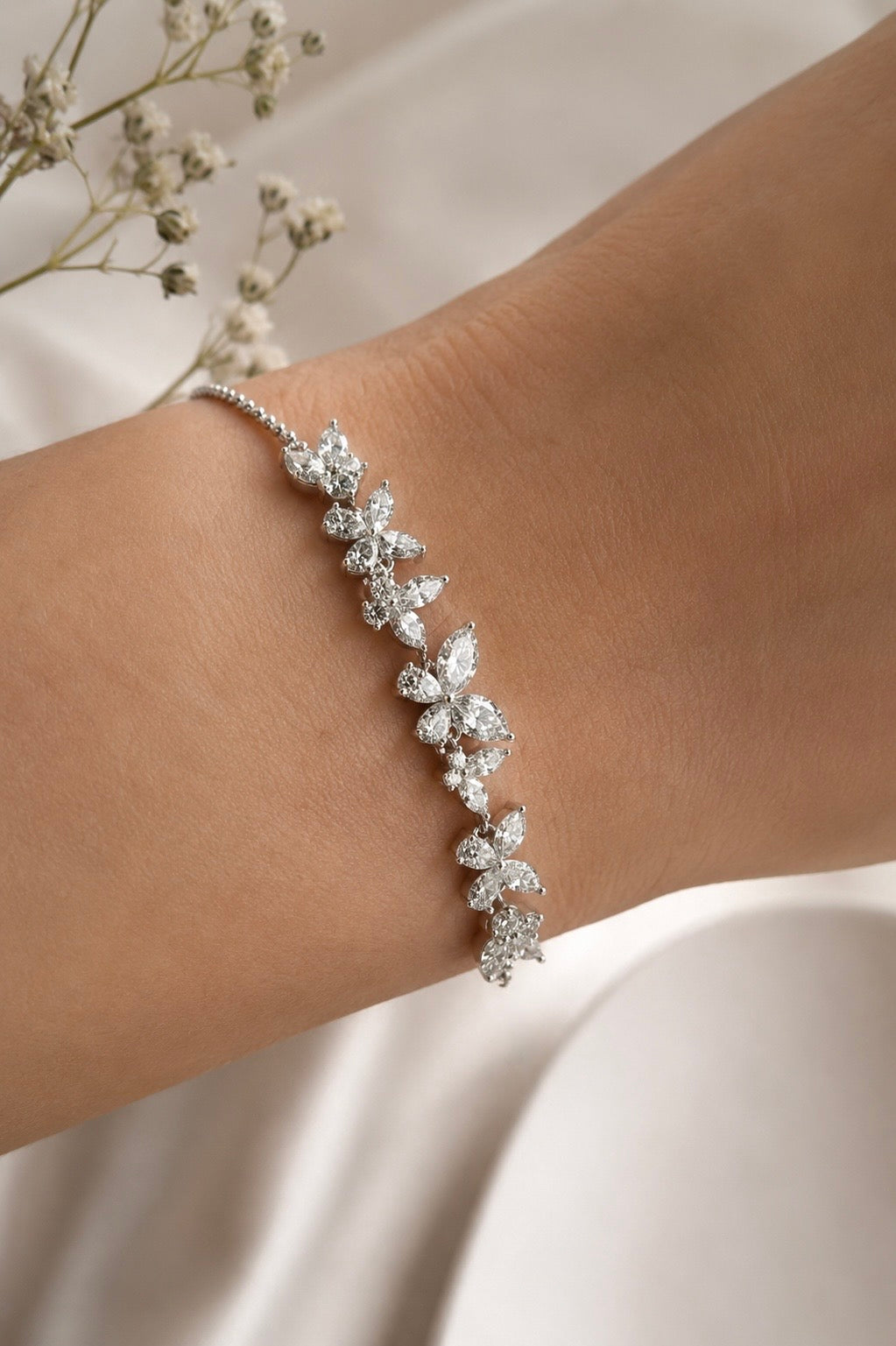 13ct Diamond Butterfly Bracelet in White Gold