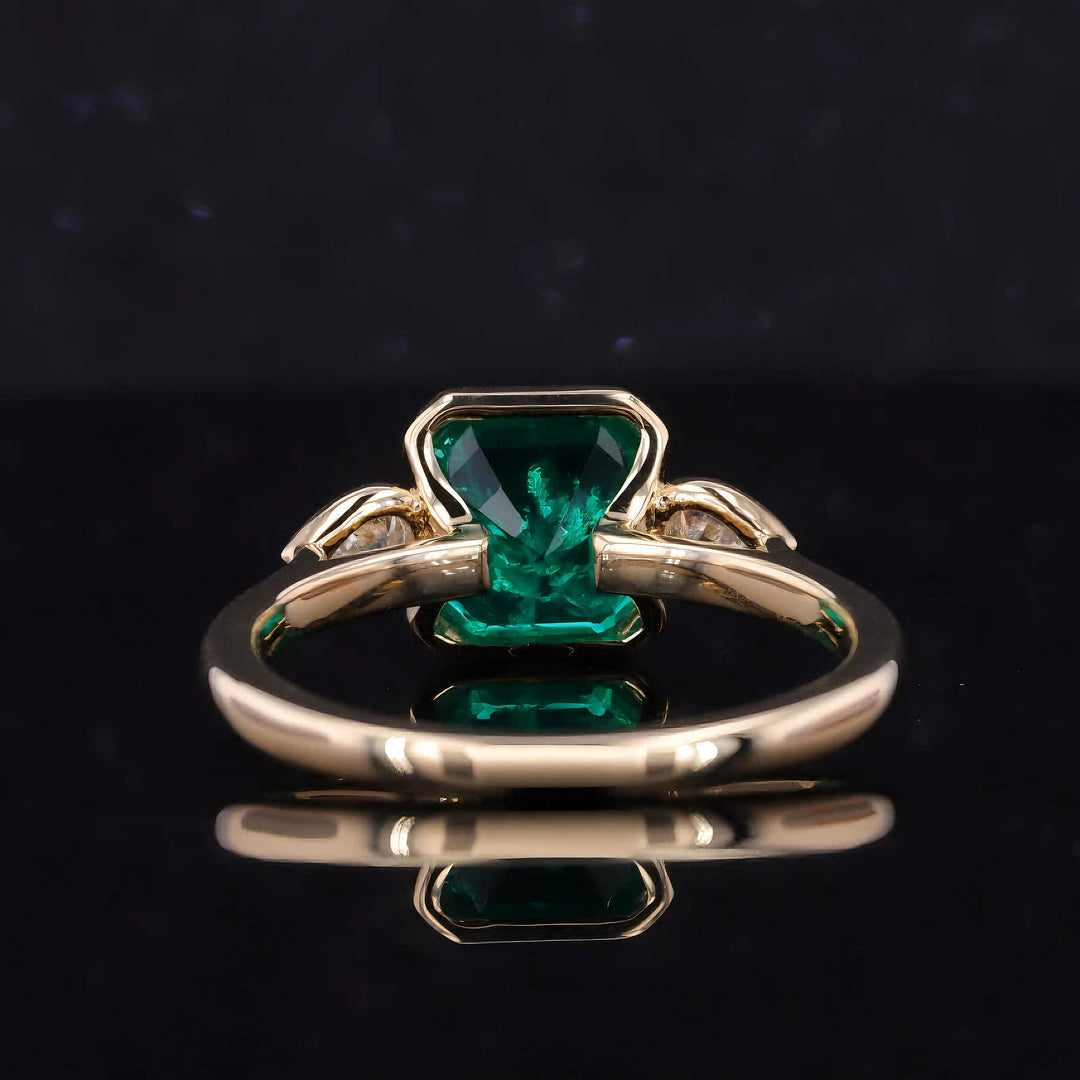 8x8mm, 2.00ct Asscher Lab-Grown Colombian Emerald Three-Stone Ring, "The Vault"