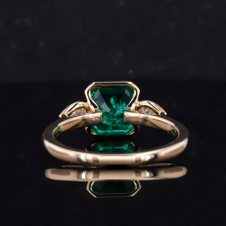 8x8mm, 2.00ct Asscher Lab-Grown Colombian Emerald Three-Stone Ring, "The Vault"