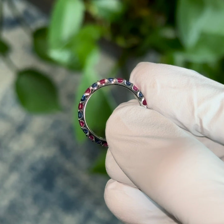 Customized™ 2.5mm, 2.00ctw Natural Ruby and Sapphire Eternity Band Ring in Platinum 950