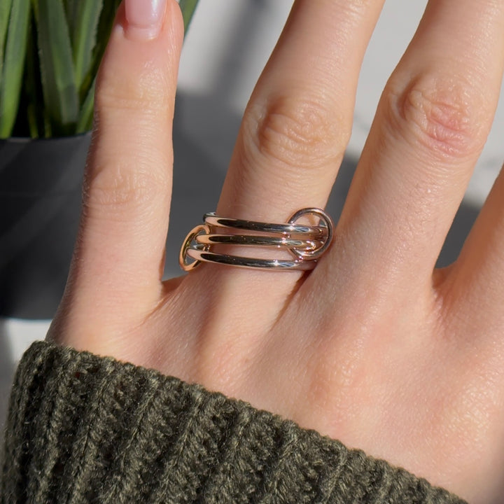 Customized™ Triple Stacking/Modular Band Ring in 14K Yellow/Rose/White Gold