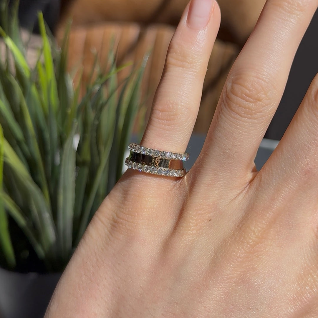 Customized™ 1.20ctw Two-Row Diamond Band Ring in Solid 14K White/Yellow Gold