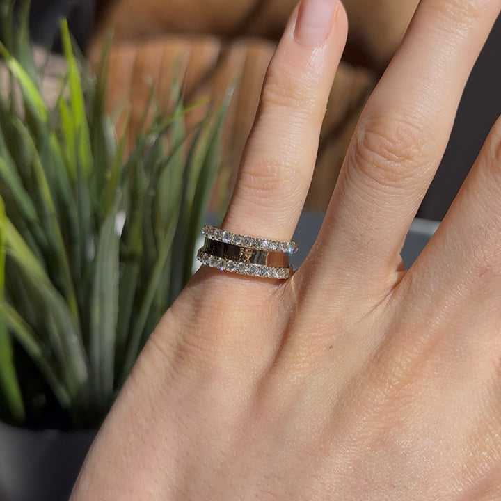 Customized™ 1.20ctw Two-Row Diamond Band Ring in Solid 14K White/Yellow Gold