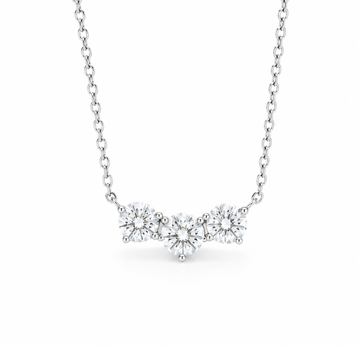 0.75ctw Lab Diamond Three-Stone Pendant Necklace