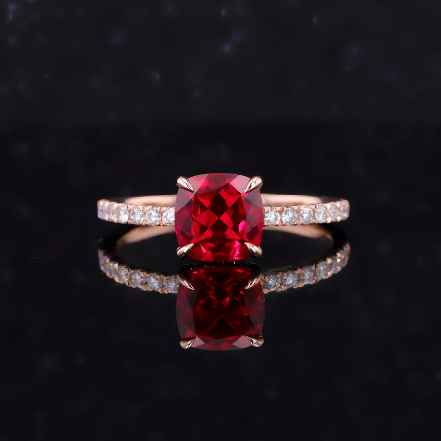 The Lucienne — Square Ruby Diamond Band Ring