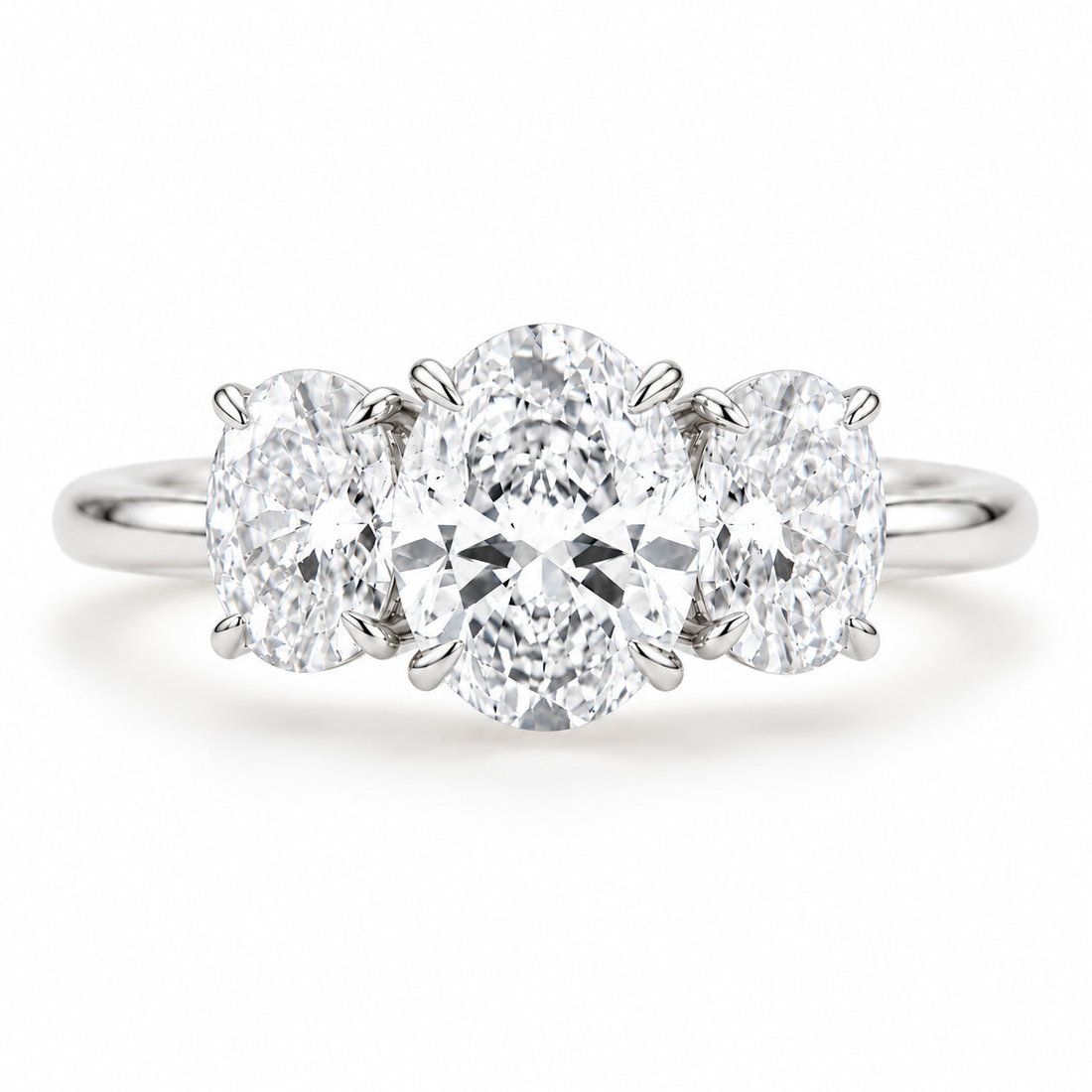 The Étoile oval lab diamond three-stone ring in 14K white gold