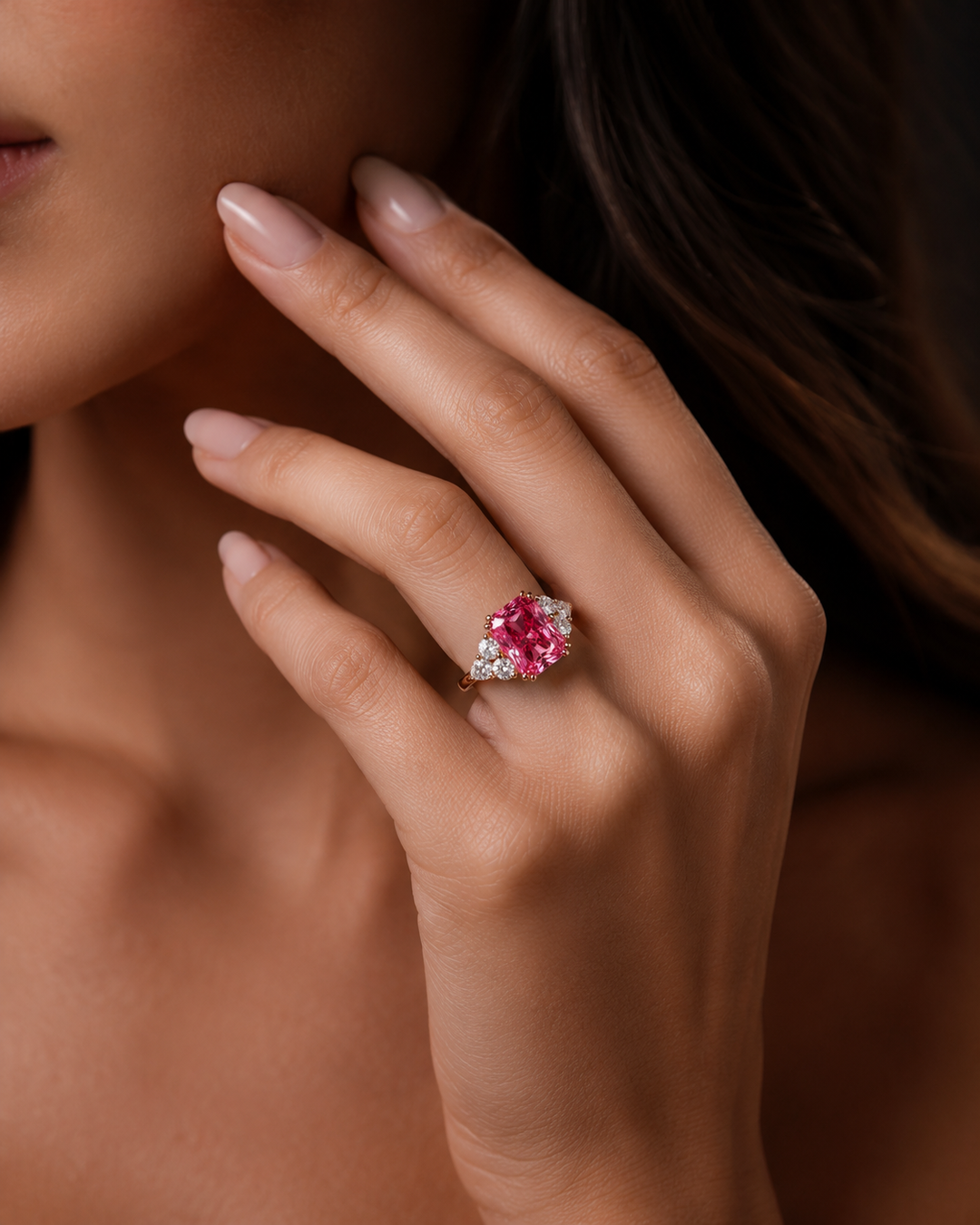 The Padma — Pink Radiant Sapphire with Diamond Accents Ring