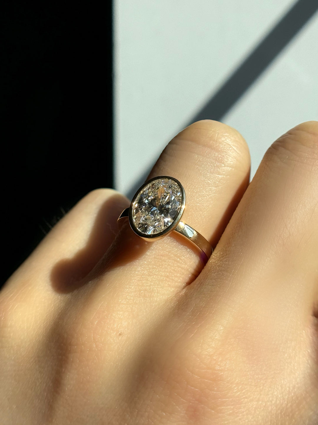 3.00ct Oval Lab-Grown Diamond Bezel-Set Ring, "The Modernist"