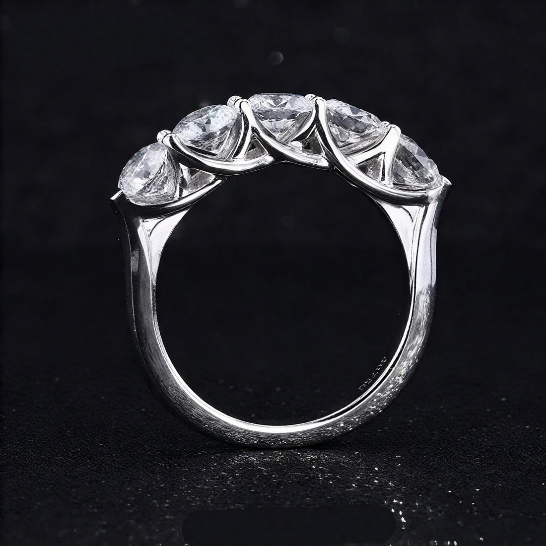 Round lab diamond five-stone band, view 5