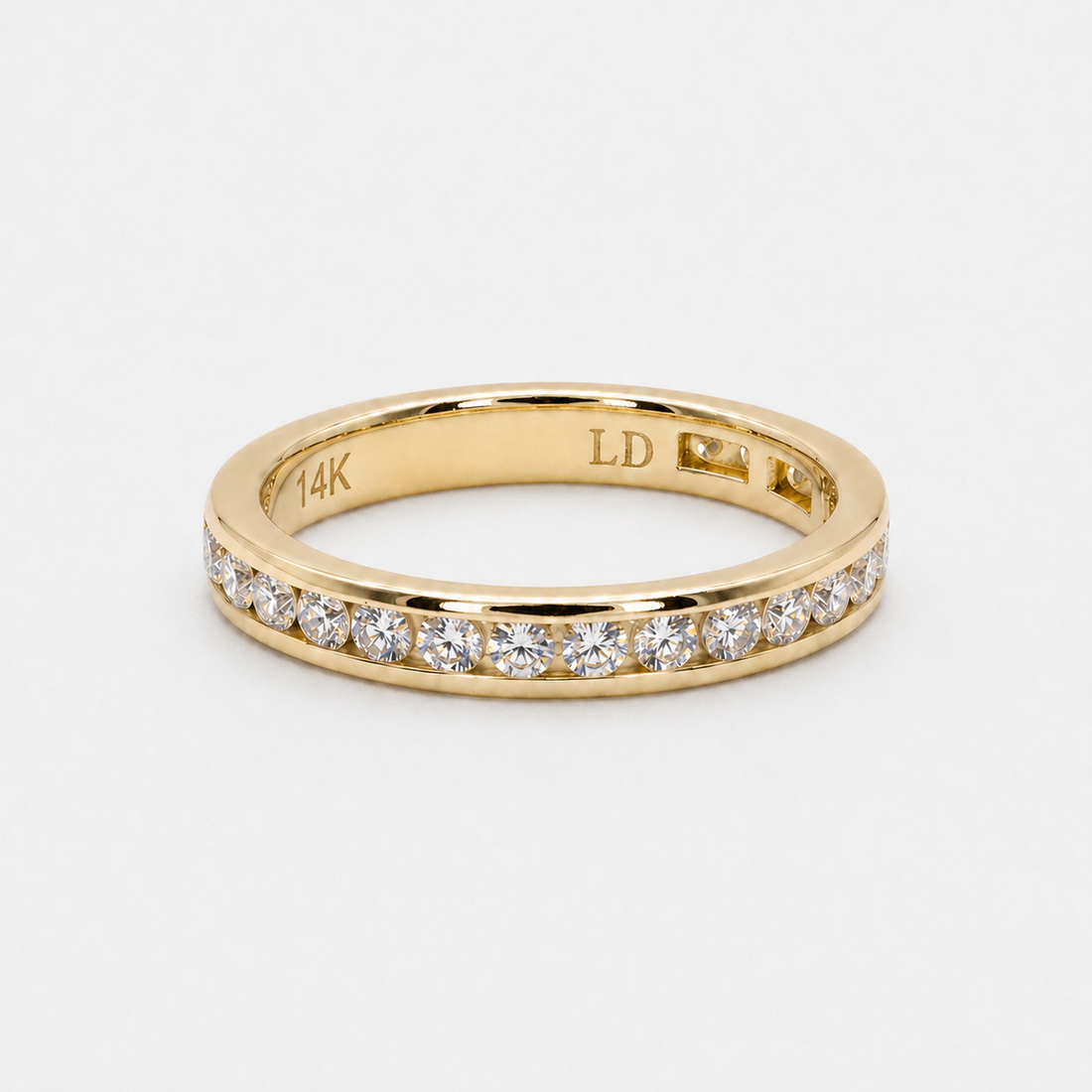 Channel-set lab diamond eternity band, 3mm, view 7